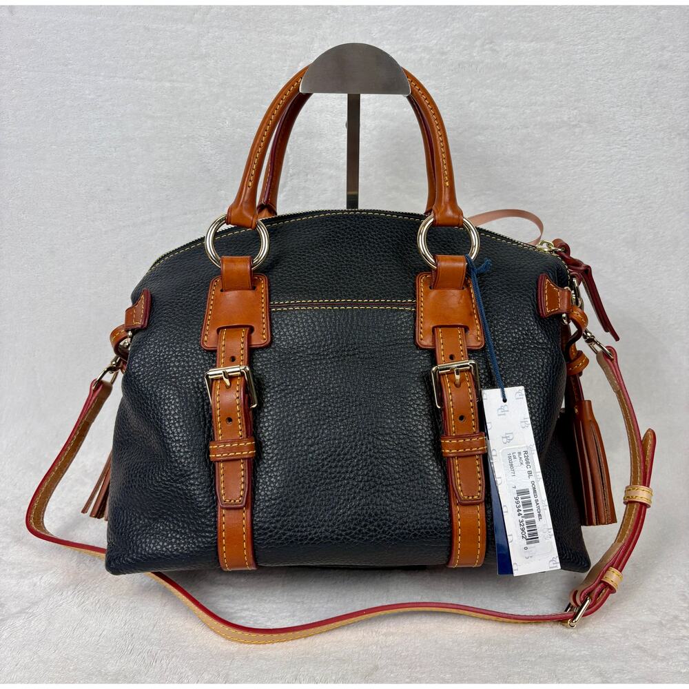 Dooney & Bourke NWT Bristol Satchel, Black Pebble Leather with Matching Pouch - Picture 4 of 16
